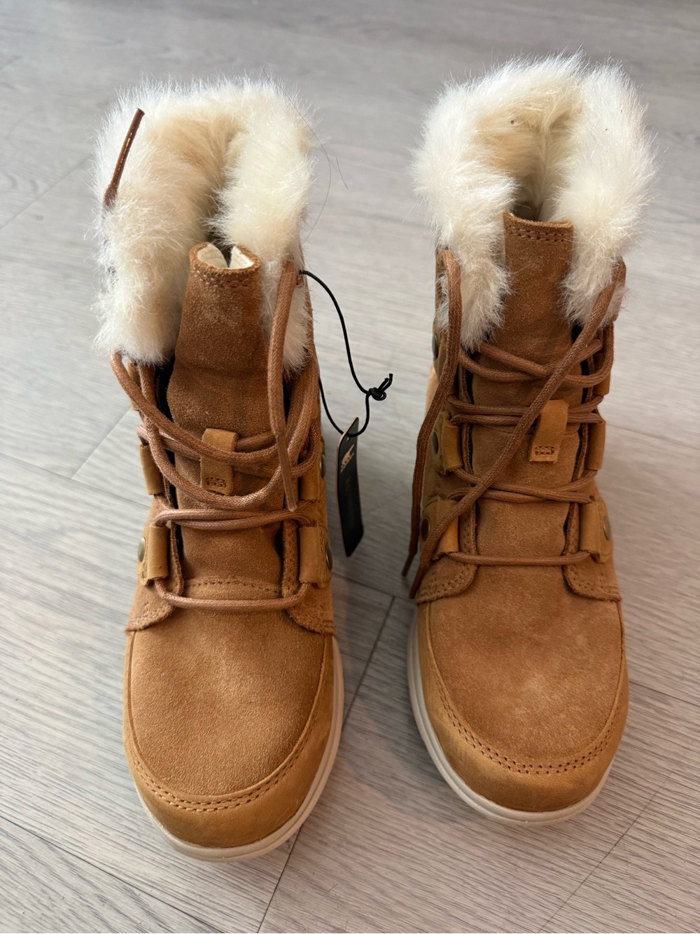 Sorel Women's Explorer Joan Suede Winter Boots - Camel Brown Size 5
